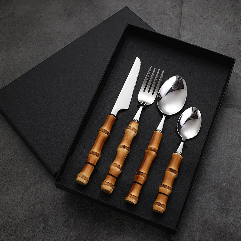 Flatware Set With Bamboo Handle