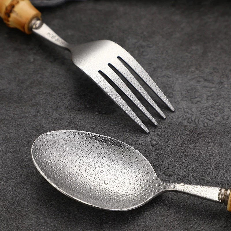 Flatware Set With Bamboo Handle