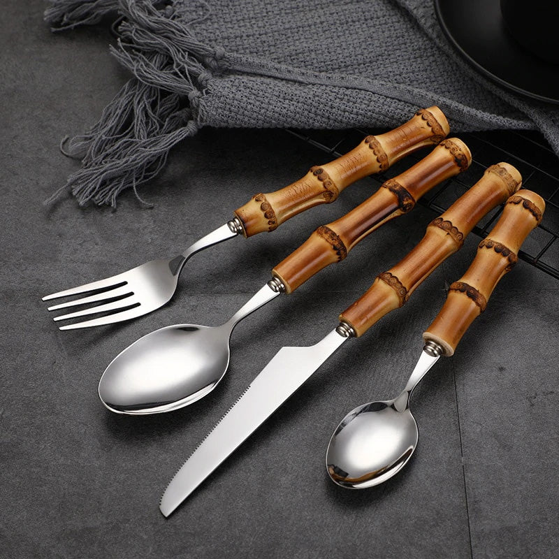 Flatware Set With Bamboo Handle