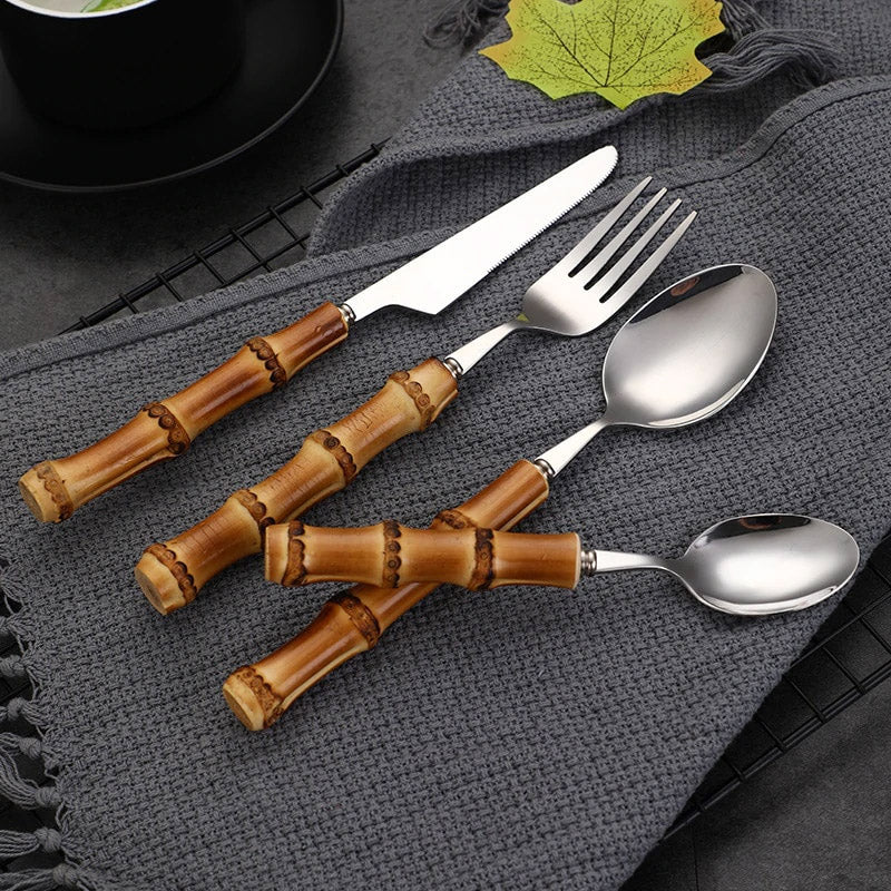 Flatware Set With Bamboo Handle