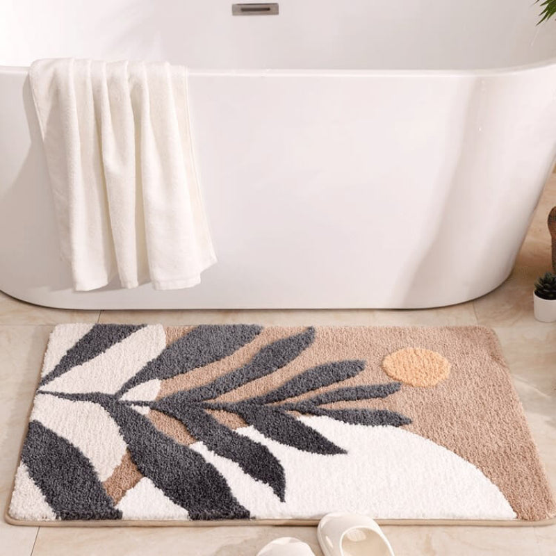Flocked Leaf Pattern Bath Mat