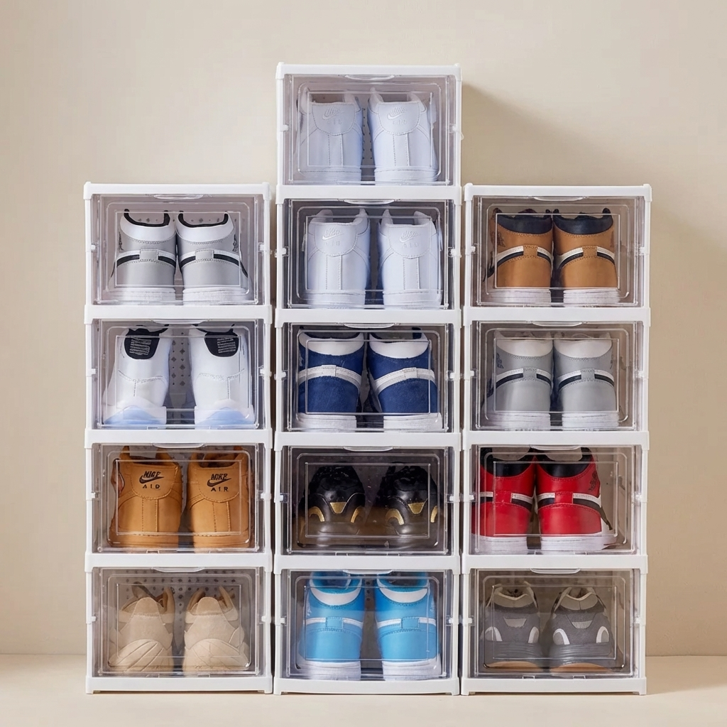 Foldable Shoe Cabinet With Clear Door