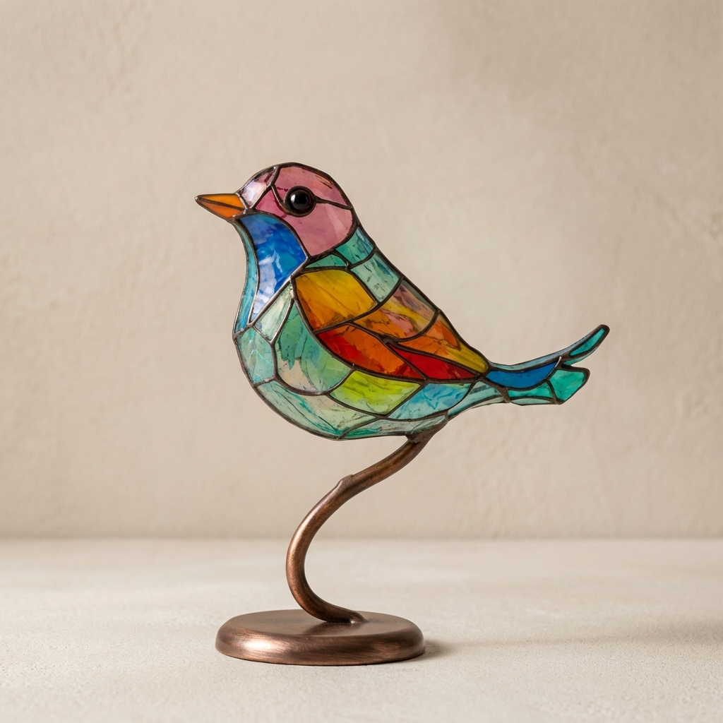 Freestanding Bird Sculpture Glass Look