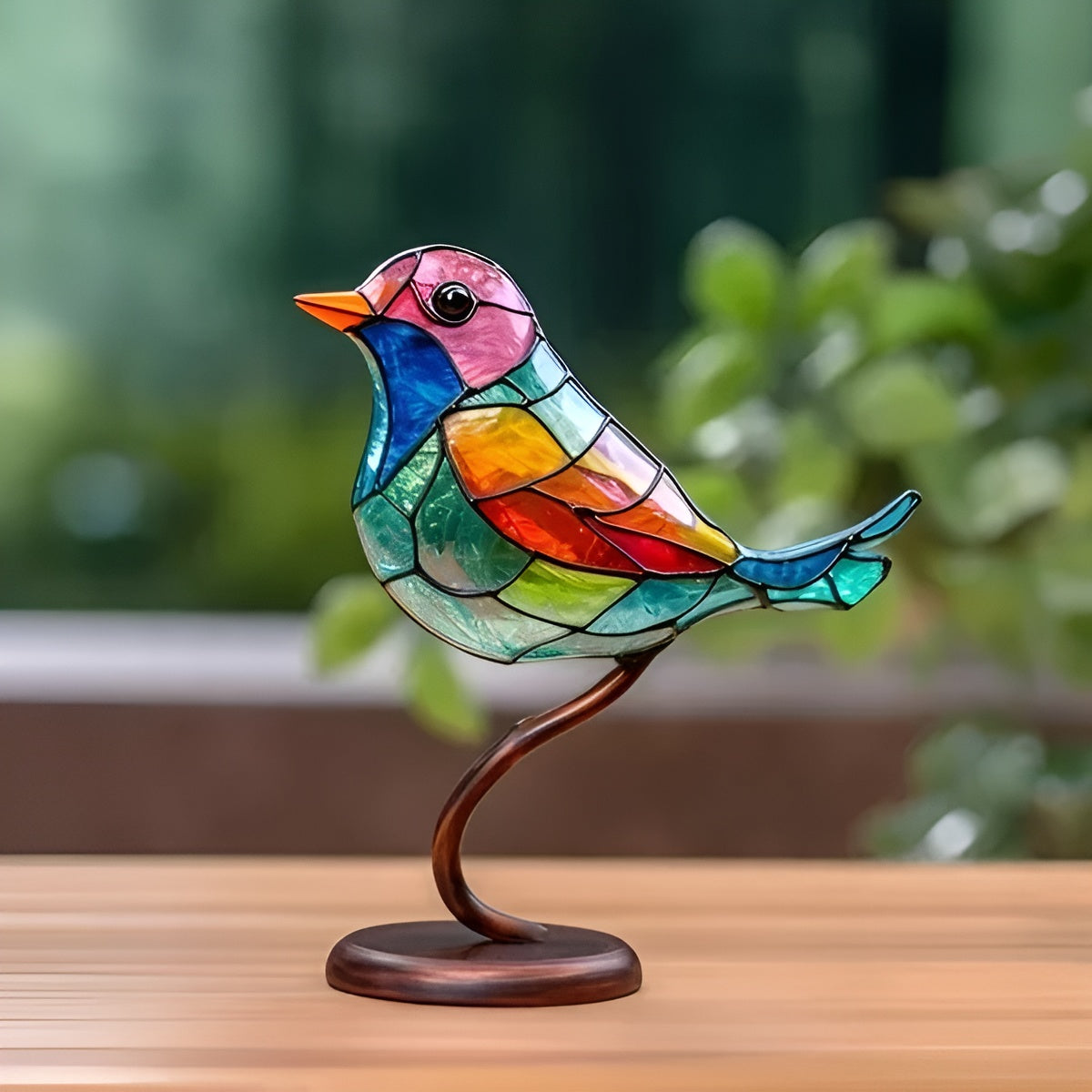Freestanding Bird Sculpture Glass Look