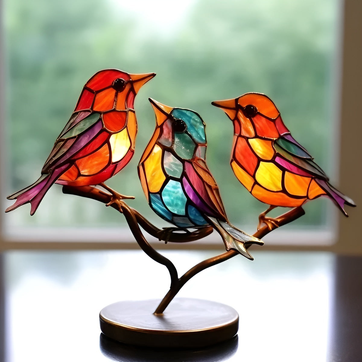 Freestanding Bird Sculpture Glass Look