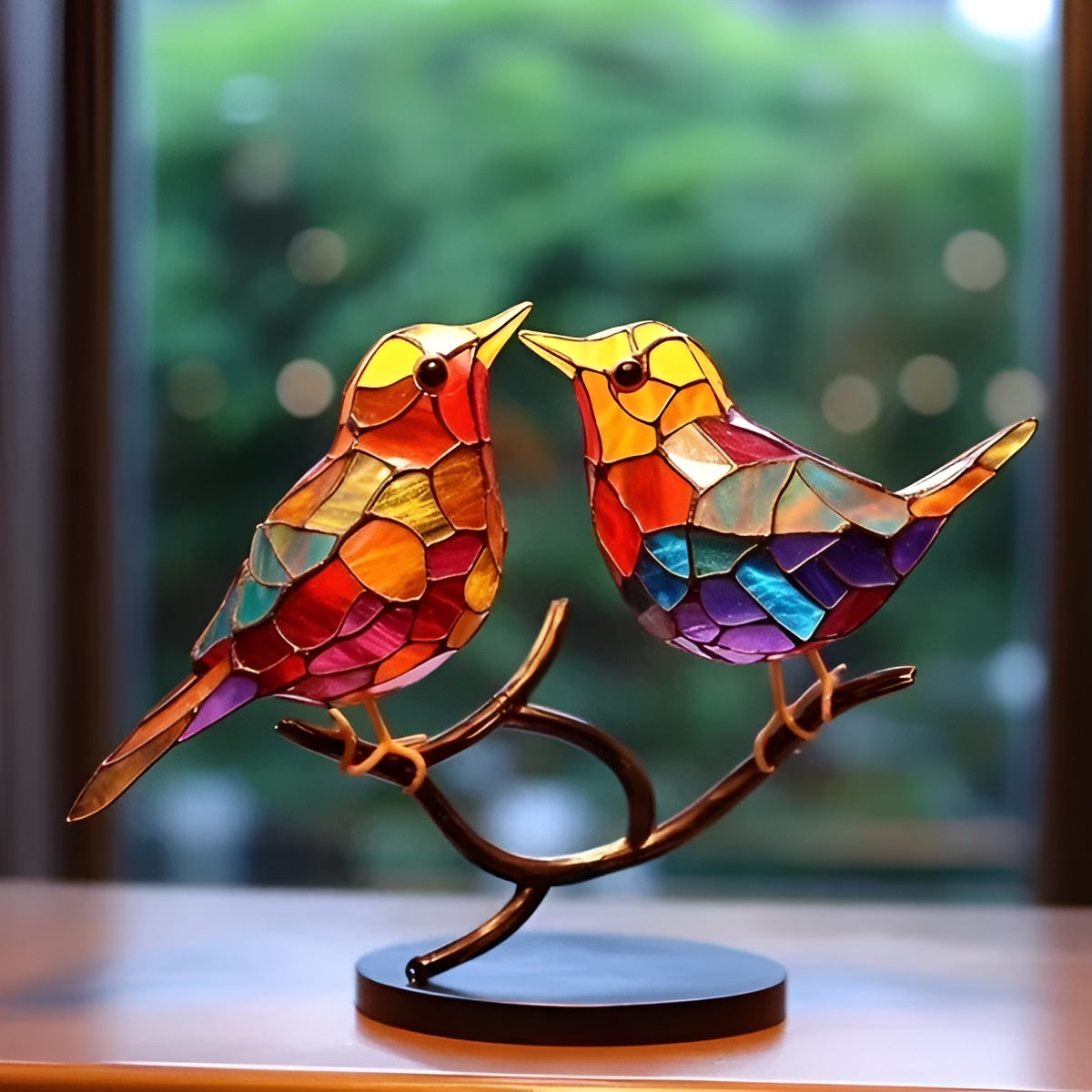 Freestanding Bird Sculpture Glass Look