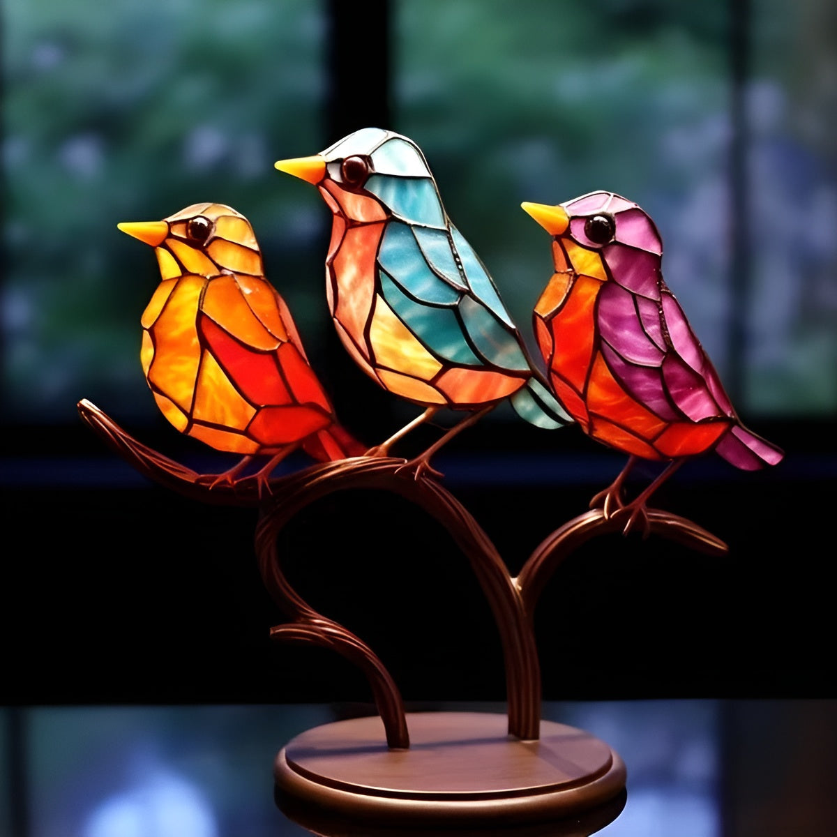 Freestanding Bird Sculpture Glass Look