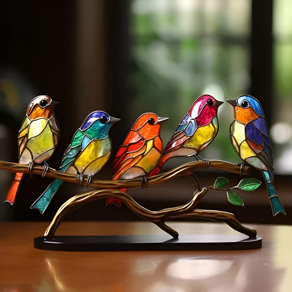 Freestanding Bird Sculpture Glass Look