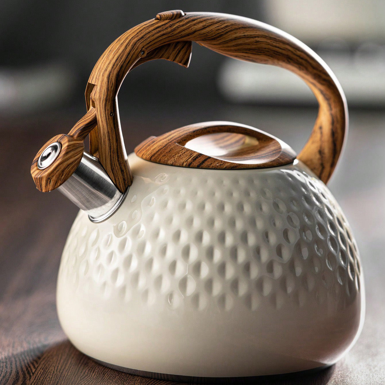 Hexagonal Non Electric Kettle with Wooden Handle