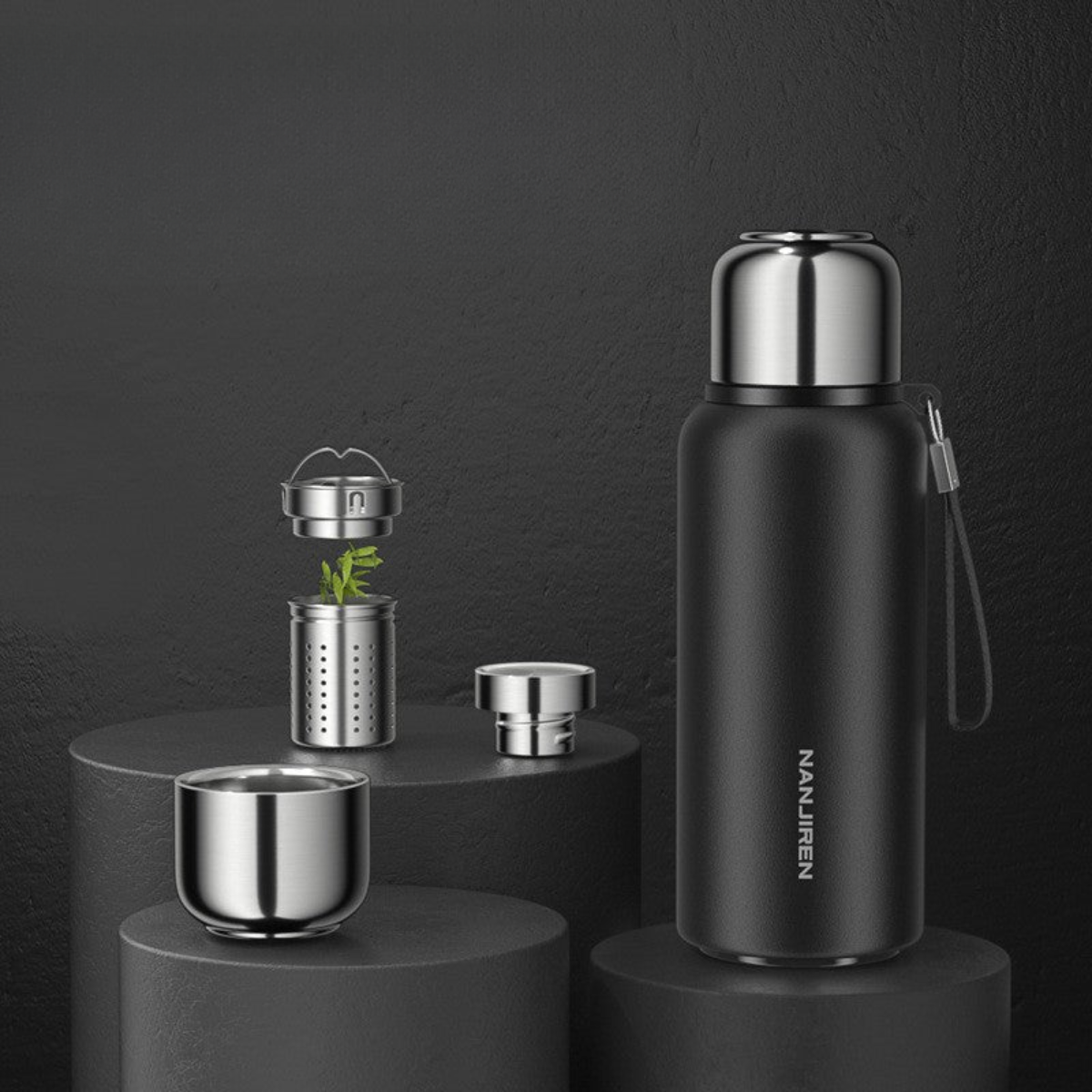 Insulated Thermos Bottle With Built-In Tea Strainer
