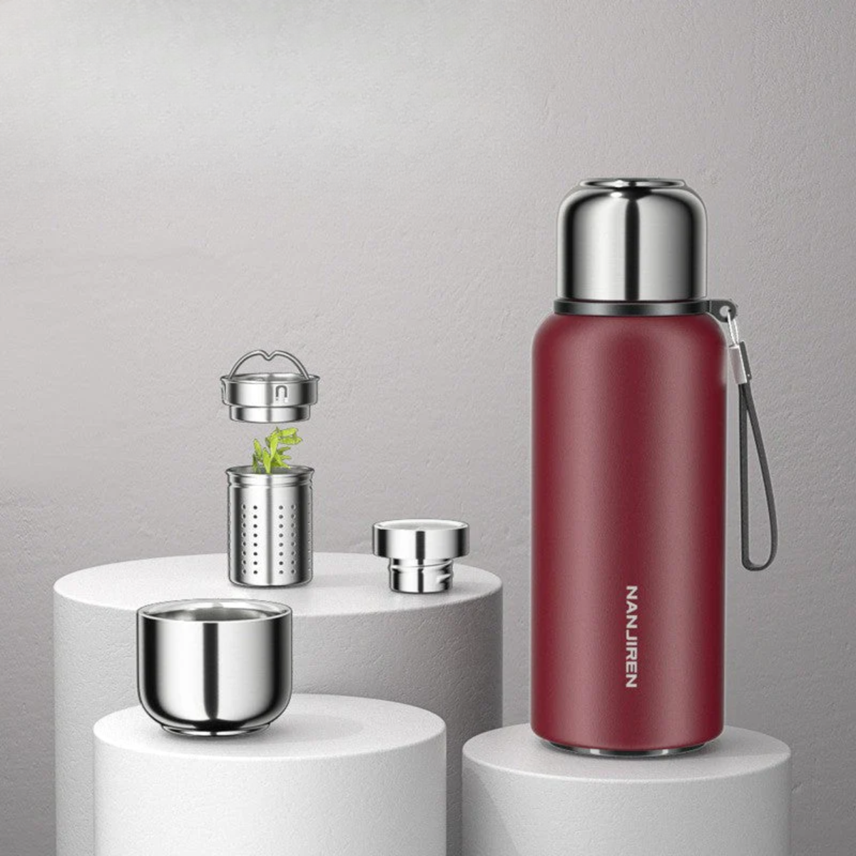 Insulated Thermos Bottle With Built-In Tea Strainer
