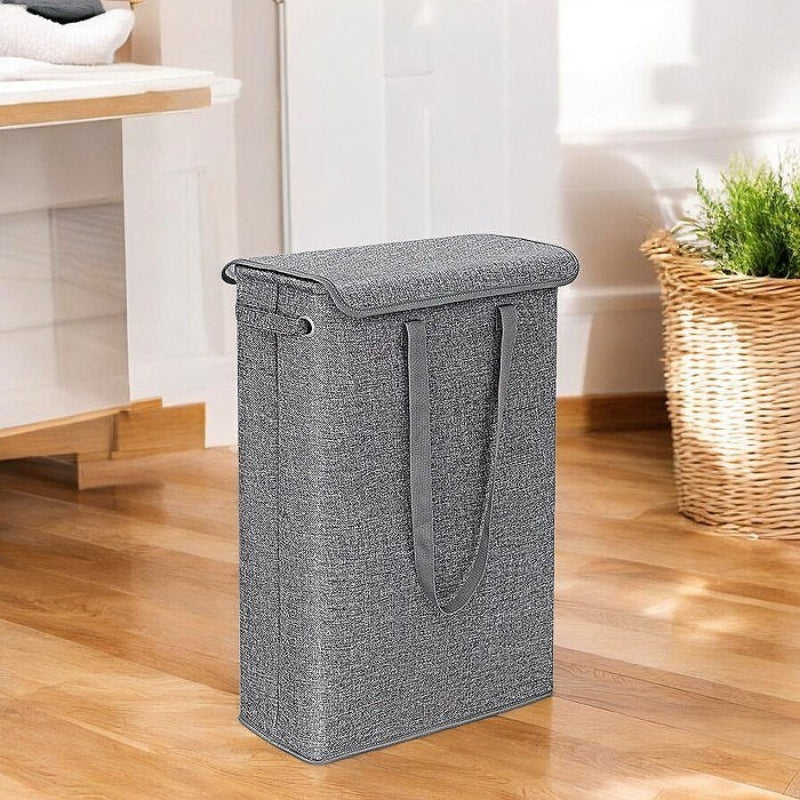 Linen Slim Laundry Hamper With Waterproof Lining