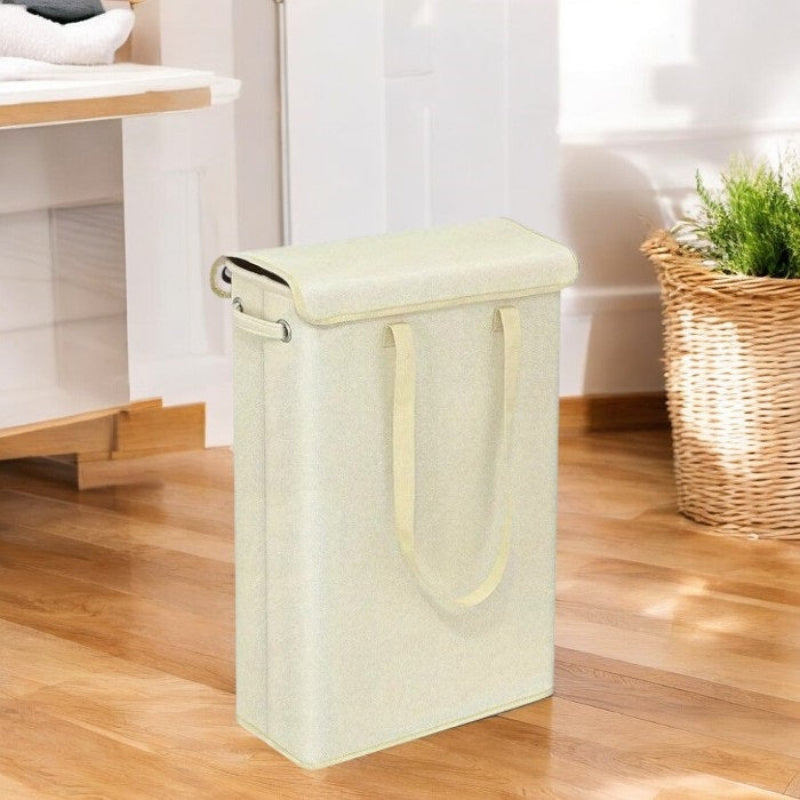 Linen Slim Laundry Hamper With Waterproof Lining