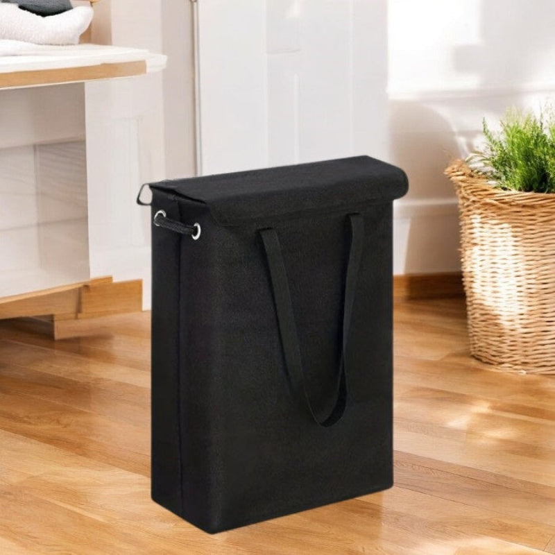 Linen Slim Laundry Hamper With Waterproof Lining