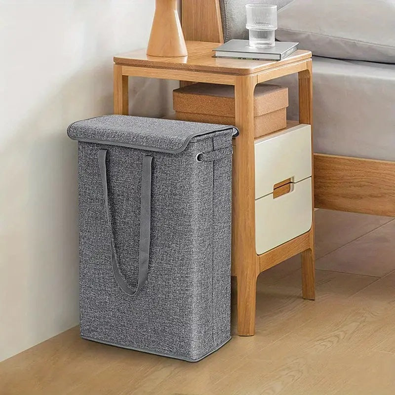 Linen Slim Laundry Hamper With Waterproof Lining