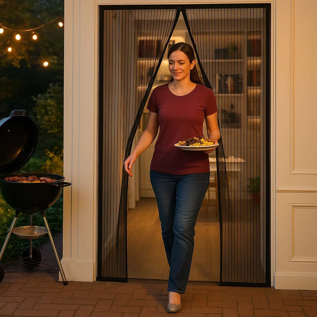 Magnetic Mesh Screen Door Hands Free