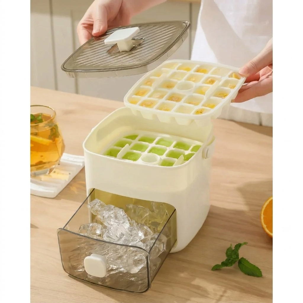 Manual Ice Cube Maker With Storage Bin