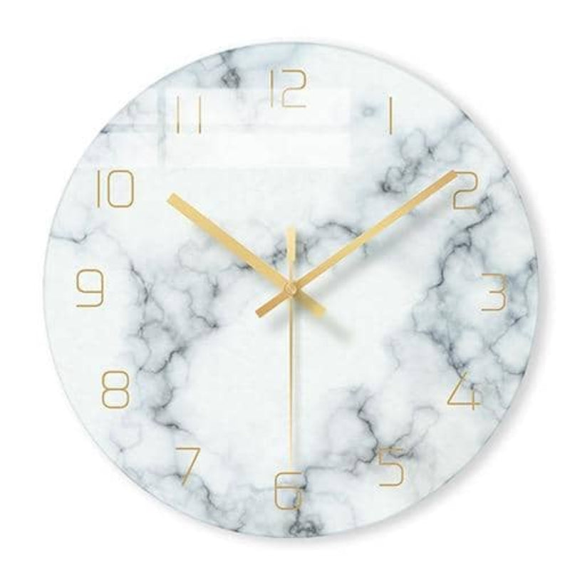 Minimalist Marble-Look Wall Clock With Gold Hands