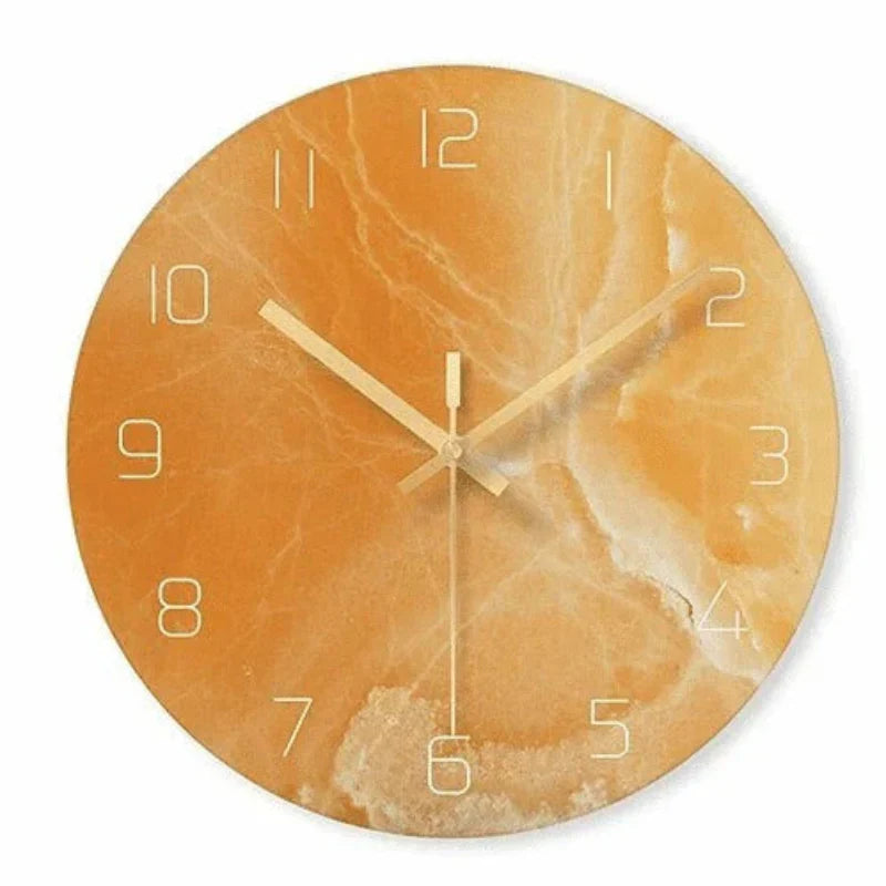 Minimalist Marble-Look Wall Clock With Gold Hands