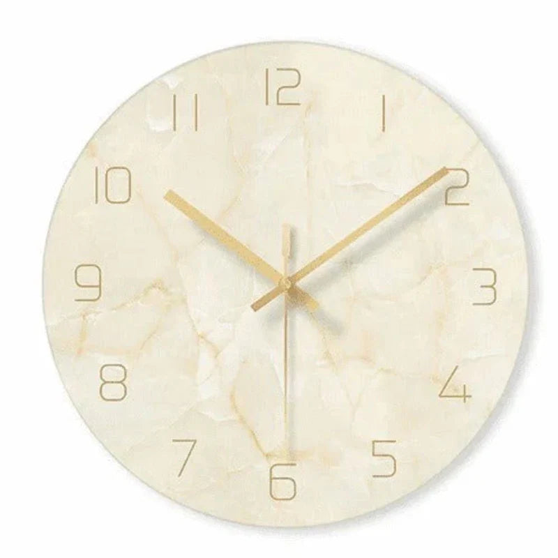 Minimalist Marble-Look Wall Clock With Gold Hands