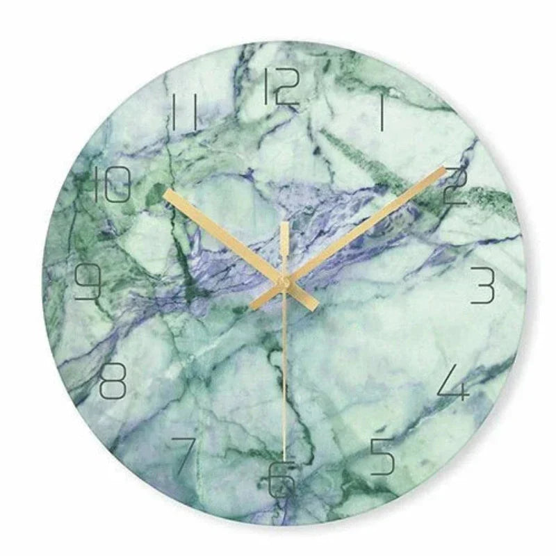 Minimalist Marble-Look Wall Clock With Gold Hands