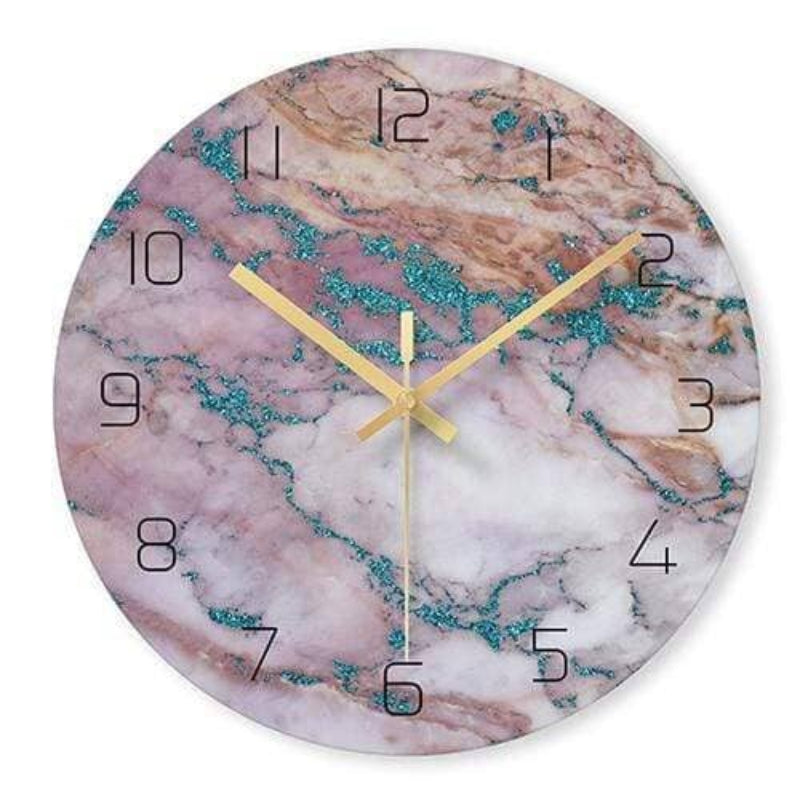 Minimalist Marble-Look Wall Clock With Gold Hands