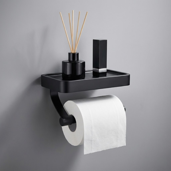 Minimalist Wall-Mounted Toilet Paper Holder With Storage