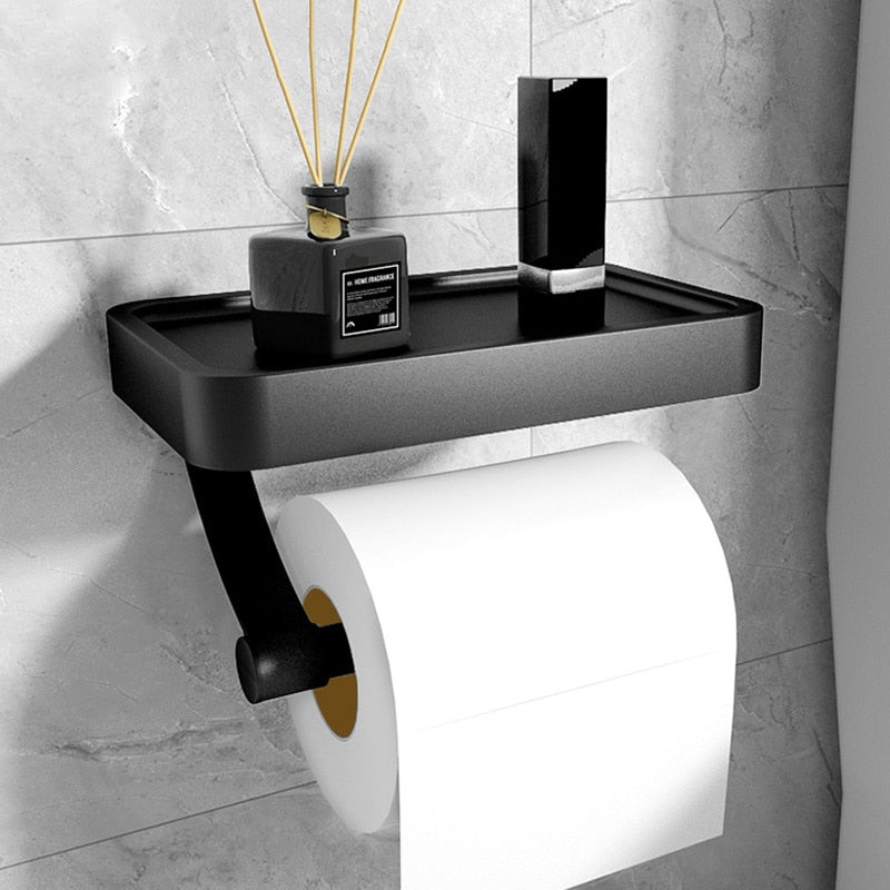 Minimalist Wall-Mounted Toilet Paper Holder With Storage