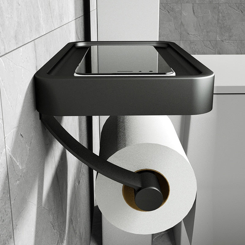 Minimalist Wall-Mounted Toilet Paper Holder With Storage