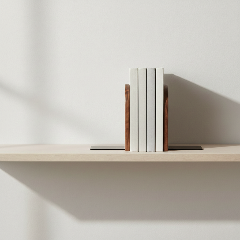 Minimalist Walnut Wood Bookends