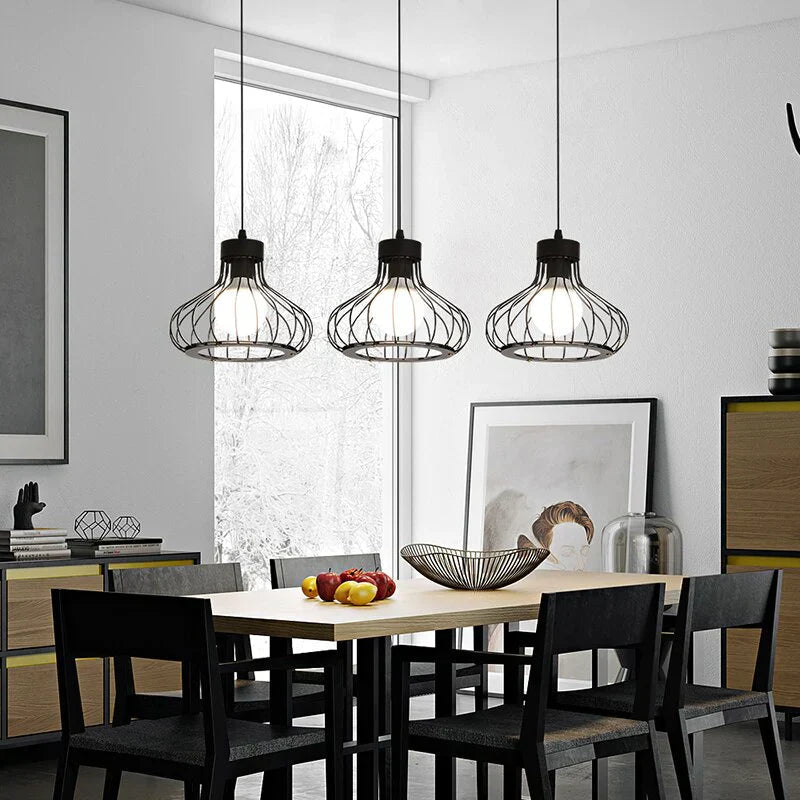 Modern Black Metal Adjustable Pendant Light