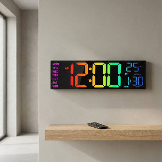 Modern LED Digital Wall Clock With Remote Control