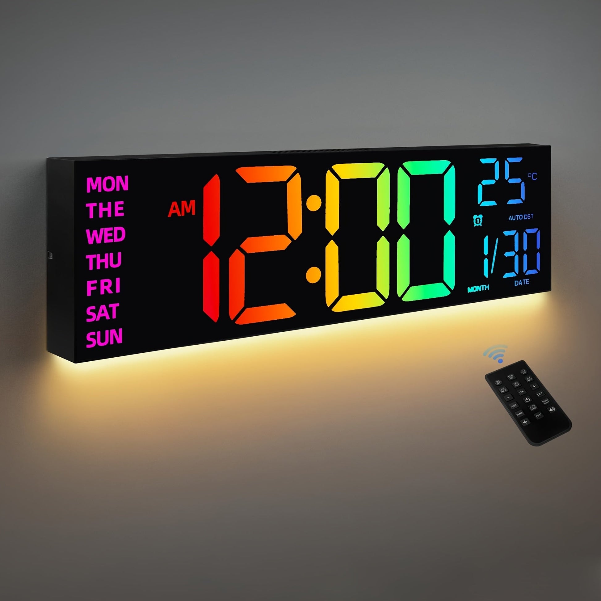 Modern LED Digital Wall Clock With Remote Control