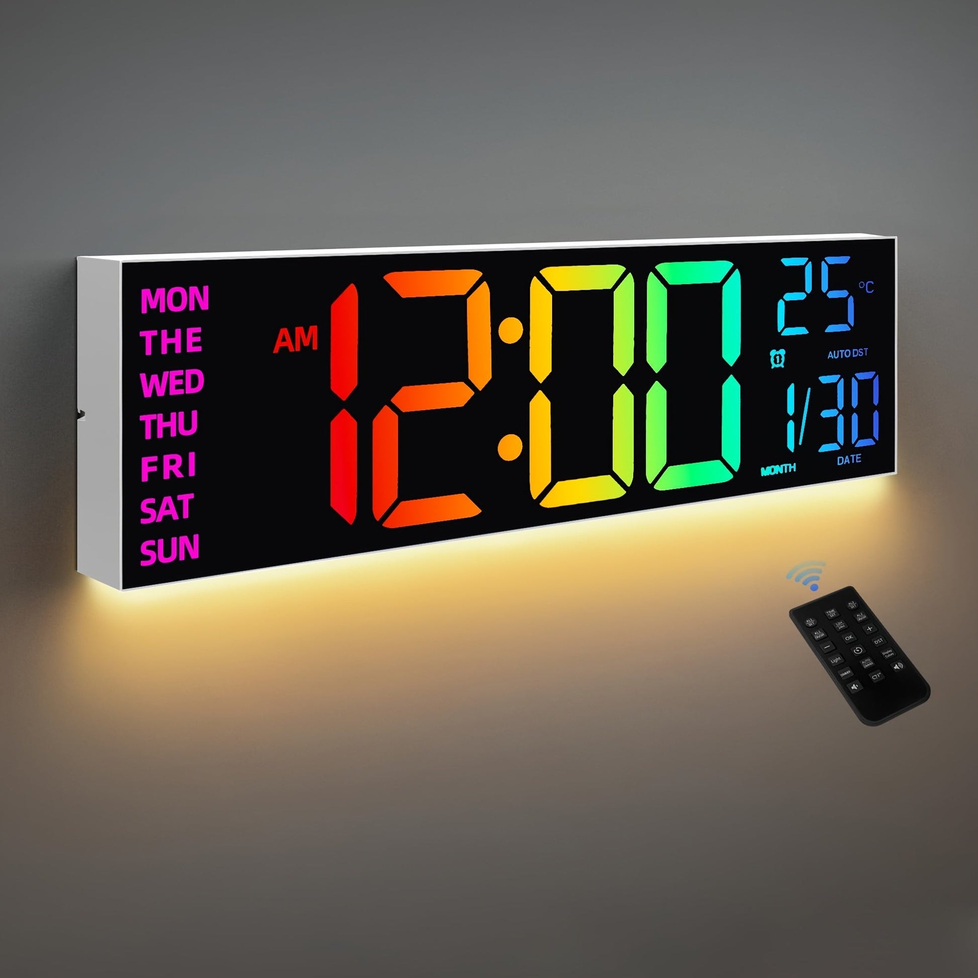 Modern LED Digital Wall Clock With Remote Control
