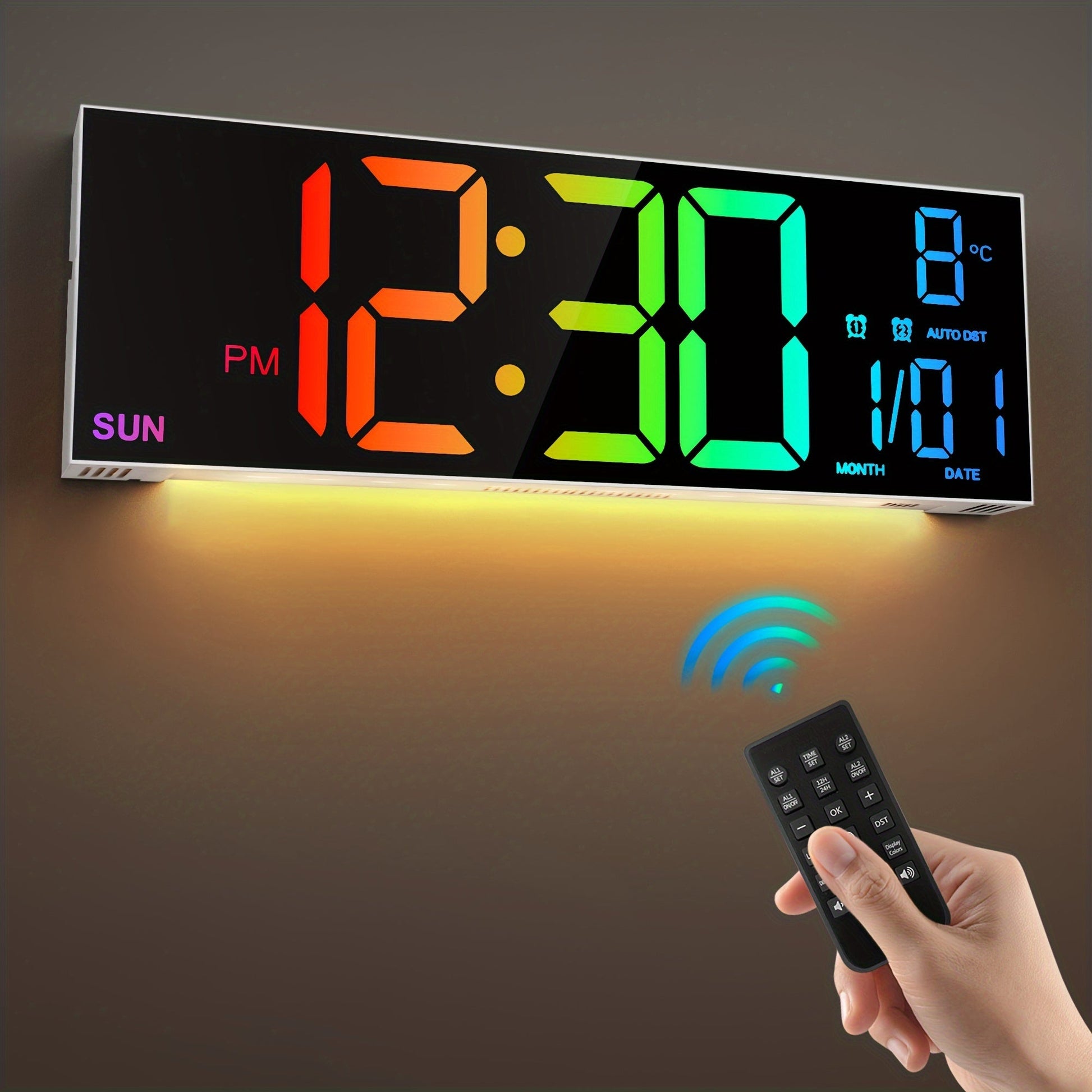 Modern LED Digital Wall Clock With Remote Control