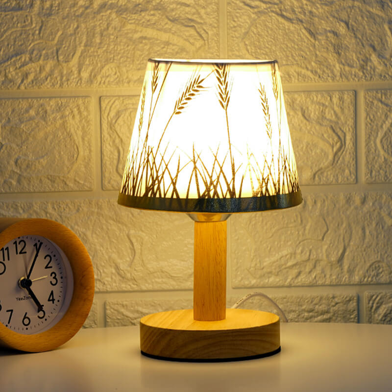 Modern Linen Table Lamp With Vintage Shade