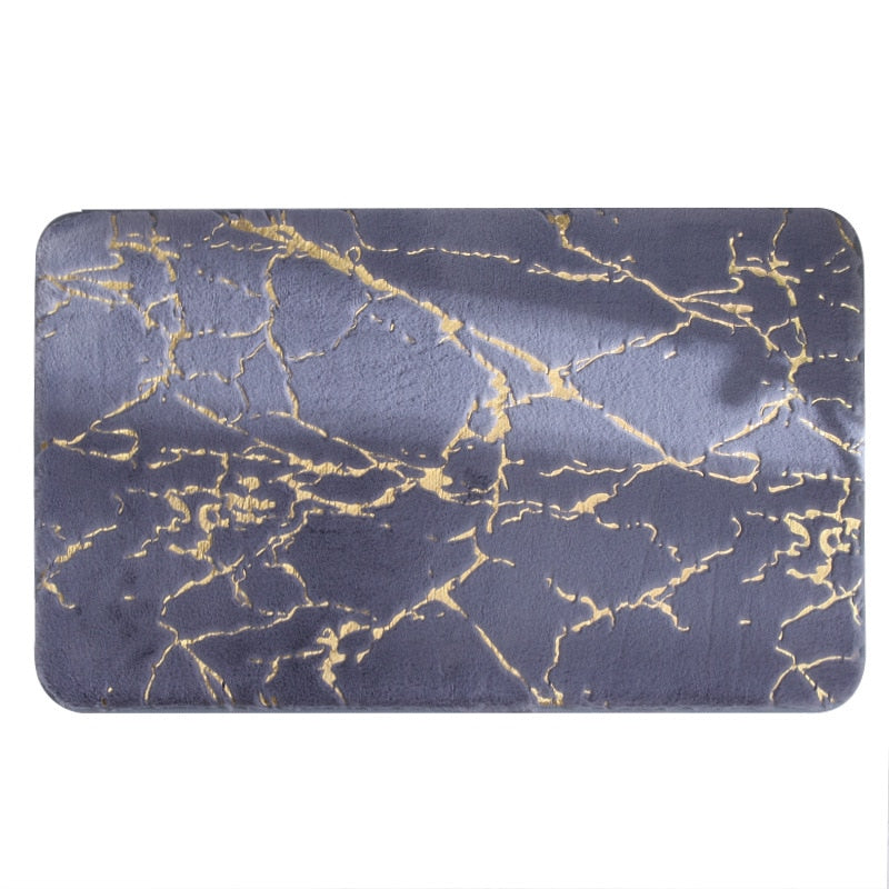 Modern Marble Bath Mat With Gold Accents