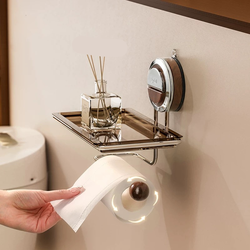 Modern Suction Mount Holder With Wood-Grain