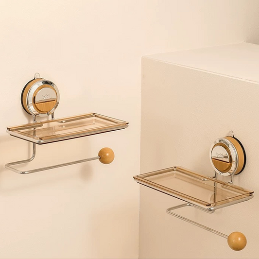 Modern Suction Mount Holder With Wood-Grain