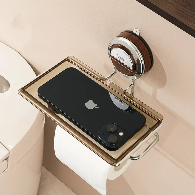 Modern Suction Mount Holder With Wood-Grain