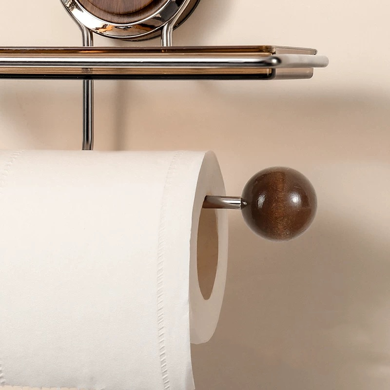 Modern Suction Mount Holder With Wood-Grain