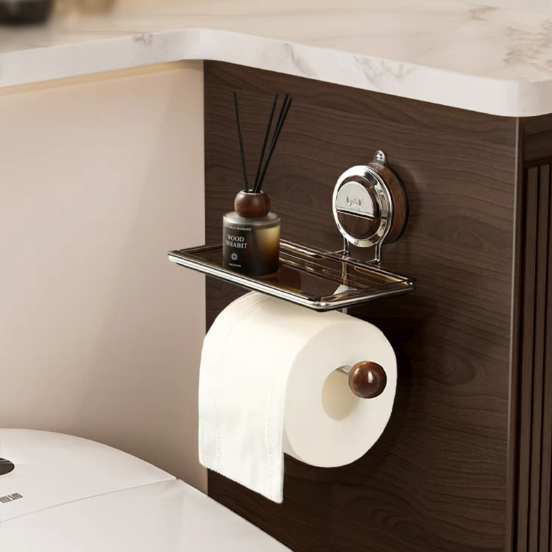 Modern Suction Mount Holder With Wood-Grain