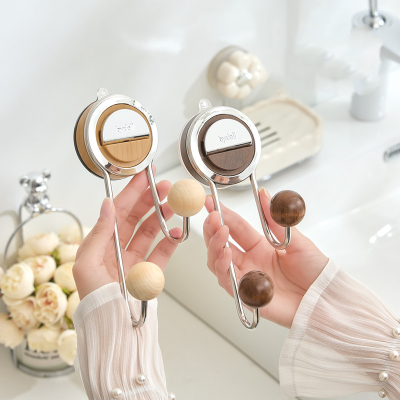 Modern Suction Mount Holder With Wood-Grain