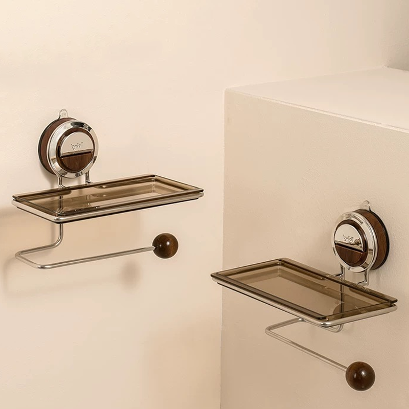 Modern Suction Mount Holder With Wood-Grain