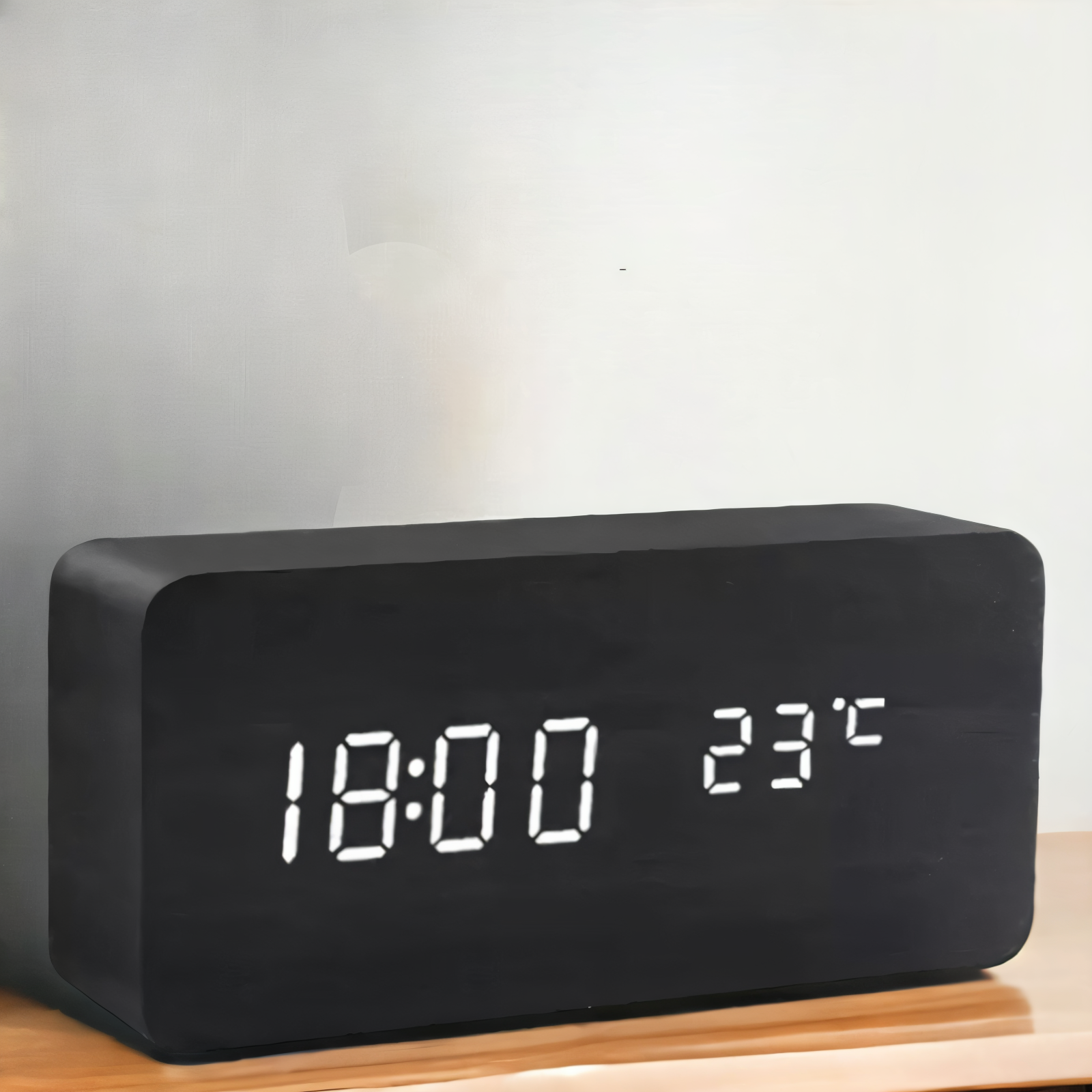Modern Wooden Alarm Clock With LED Display