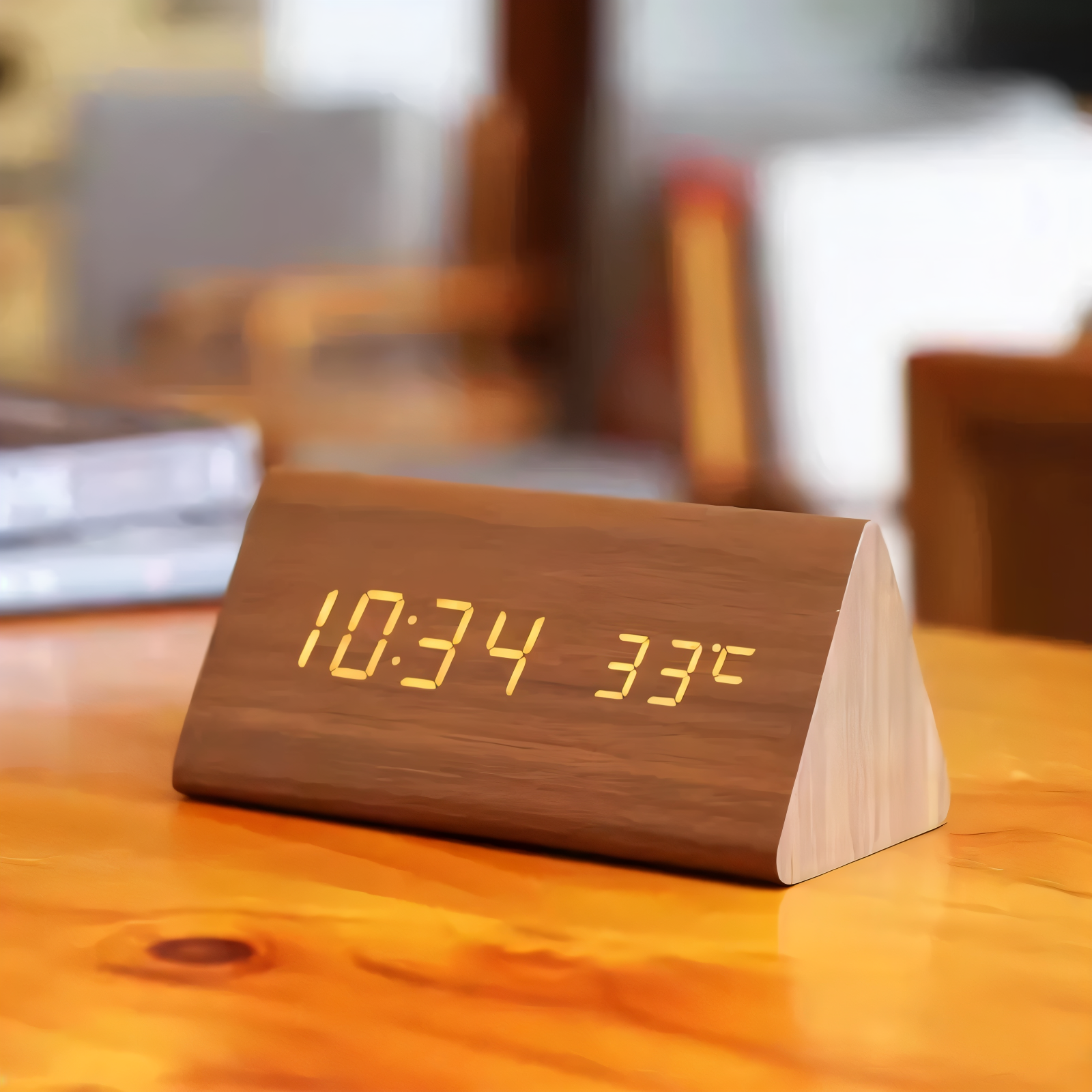 Modern Wooden Alarm Clock With LED Display