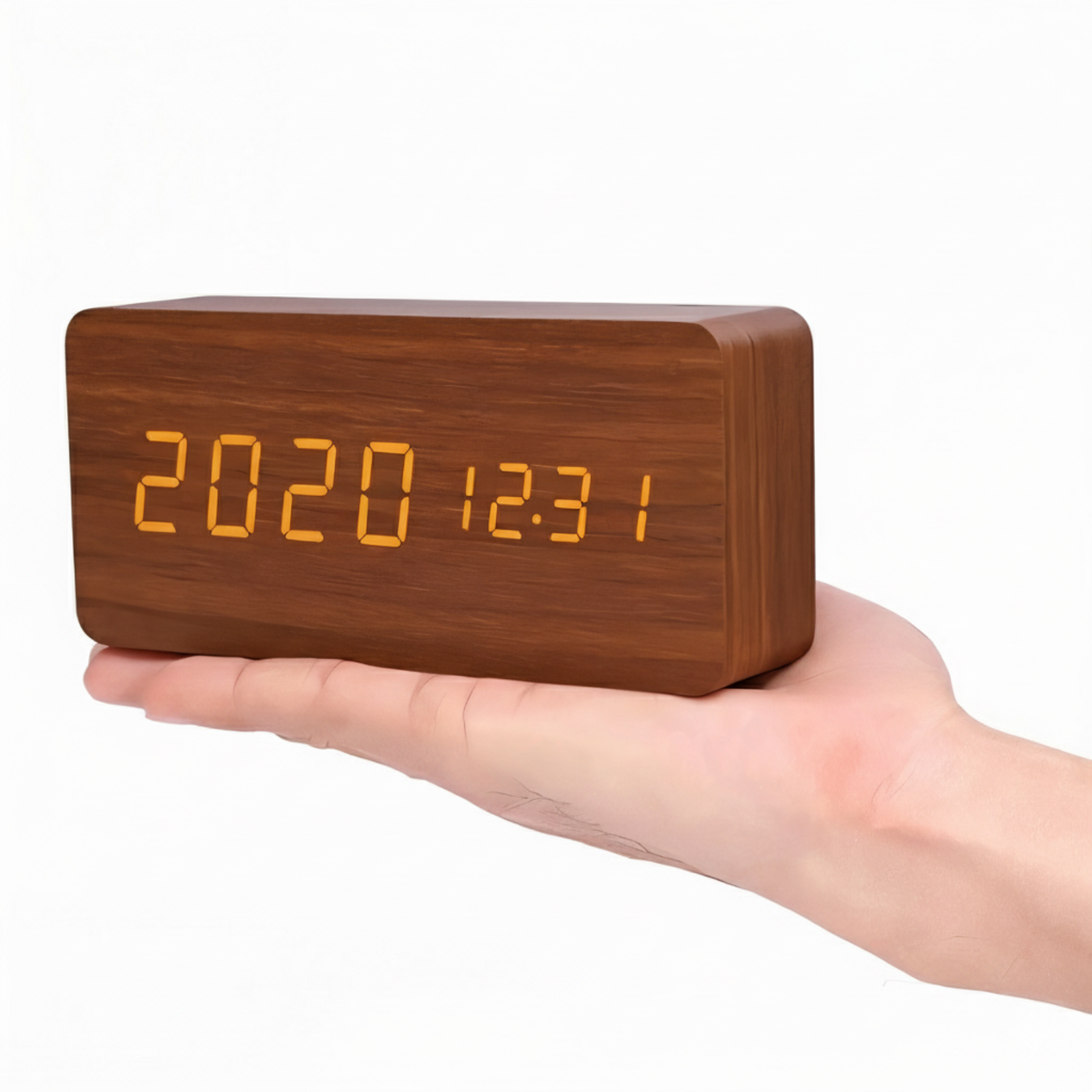 Modern Wooden Alarm Clock With LED Display