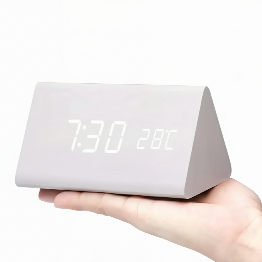 Modern Wooden Alarm Clock With LED Display