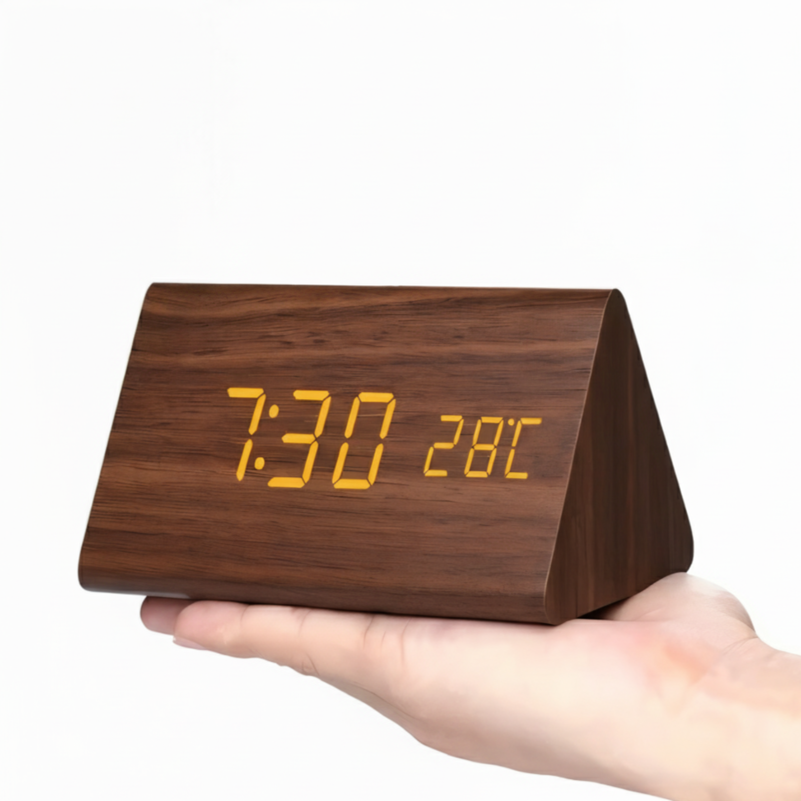Modern Wooden Alarm Clock With LED Display