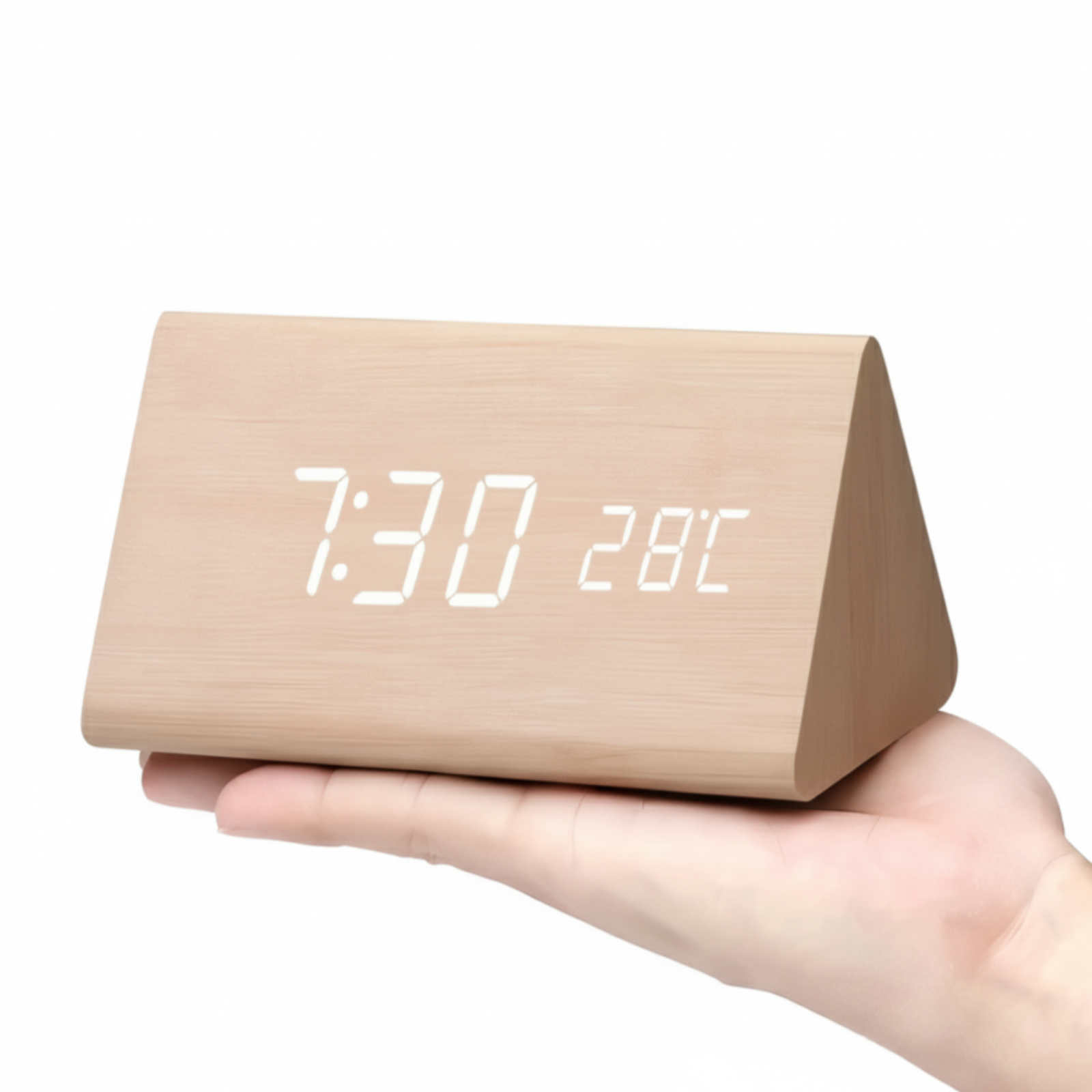 Modern Wooden Alarm Clock With LED Display